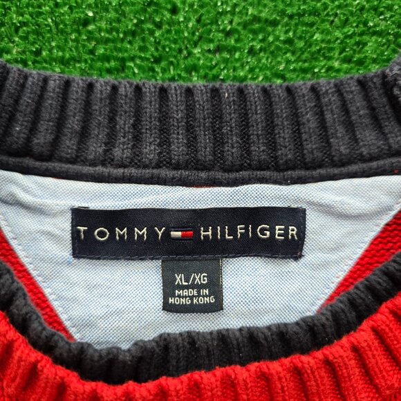 Tommy Hilfiger Sweater Mens XL Red Heavy Knit Pullover Preppy Casual Outdoors - Picture 6 of 8